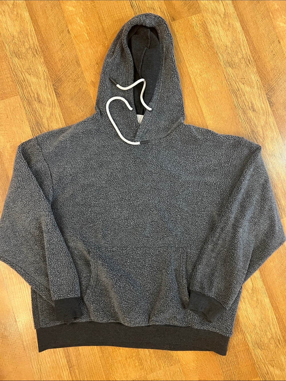 Women’s/mens Gray reverse Hooded Fleece Pullover Sweatshirt 2x (fits smaller)